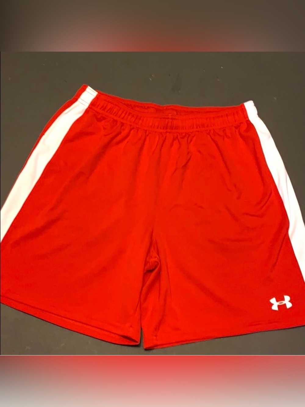 Under Armour Red Shorts with White Side Panels
